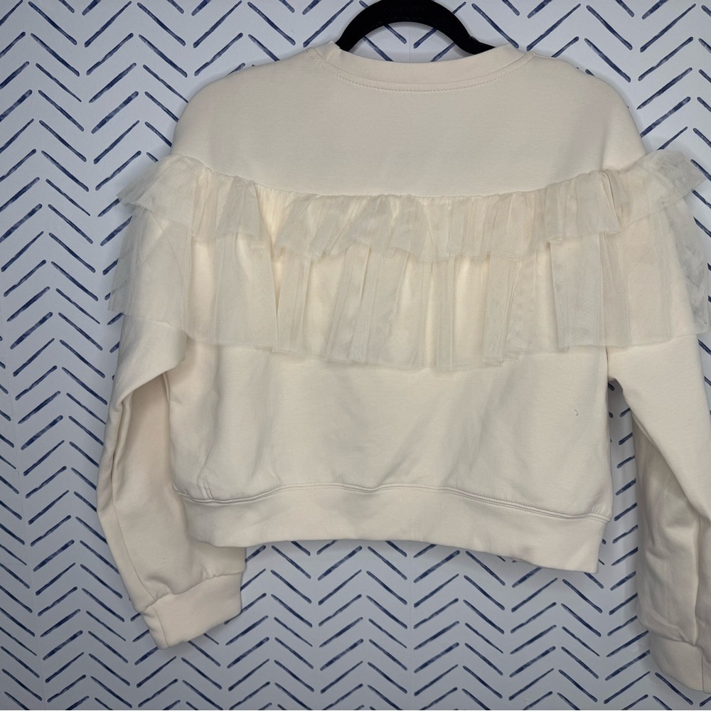 DKNY Cream oversized Embellished Sweatshirt sweater Size Small - Picture 2 of 4